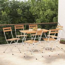 vidaXL Bistro Set 5 Piece Folding Table and Chair Solid Wood Acacia and Steel Conjunto de Bistró