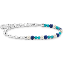 Thomas Sabo Charm bracelet with blue beads, white pearls and chain links silver multicoloured A2100-056-7-L17