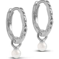 ENAMEL Copenhagen Belle Pearl Hoops - Silver