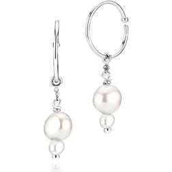 Sistie Ella Creoles Earrings - Silver/Pearls