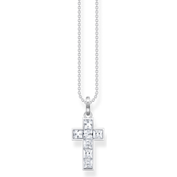 Thomas Sabo Halsband Kors Med Vita Stenar - Silver