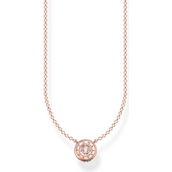 Thomas Sabo Sterling Silver Rose Gold Plated Circle White Stone Necklace KE1881-416-14