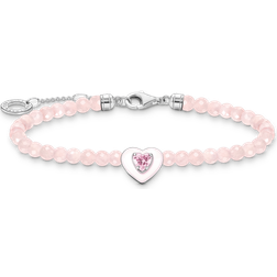 Thomas Sabo Armband Hjärta Med Rosa Pärlor - Silver