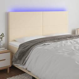 vidaXL À LED Meuble De Chambre À Coucher Accessoire Double Tête De Cadre de Lit Intérieur Crème 200x5x118/128 cm Tissu Tête de lit