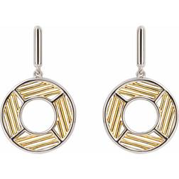 Fiorelli Geo Cage Design Open Circle Yellow Gold Drop Earrings E6222