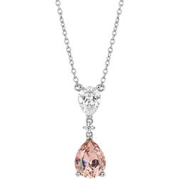 Diamonfire Silver Pink Zirconia Teardrop Necklace