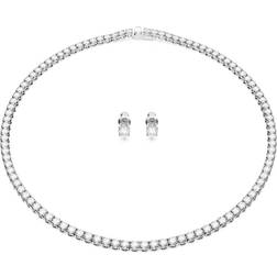 Swarovski Parure Matrix Tennis, Coupe ronde, Blanc, Métal rhodié