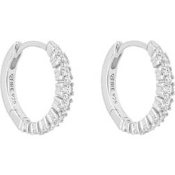 Diamonfire Silver Zirconia Dainty Pave Set Cluster Hoop Earrings