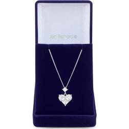 Jon Richard Rhodium Plated Cubic Zirconia Mixed Stone Heart Pendant Necklace Gift Boxed