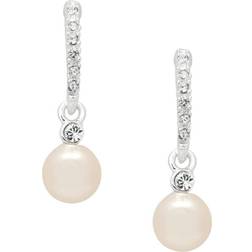 Jon Richard Silver Crystal Pearl Drop Earrings