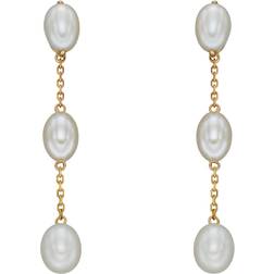 Elements Fresh Water Pearl Tier Yellow Gold Drop Earrings GE2388W