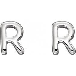 Beginnings Initial R Sterling Silver Stud Earrings E6035