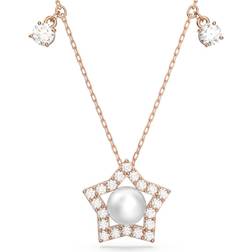 Swarovski Stella necklace, Mixed cuts, Star, White, Rose gold-tone plated