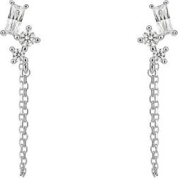 Diamonfire Silver Zirconia Baguette Chain Stud Earrings