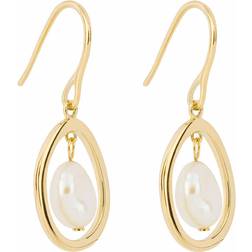 Fiorelli Floating Freshwater Pearl Yellow Gold Plating Drop Earrings E6230W