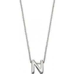 Beginnings Initial N Plain Silver Initial Necklace N4441