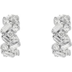 Diamonfire Silver Zirconia Baguette Scatter Hoop Earrings