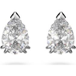 Swarovski Millenia stud earrings, Pear cut, White, Rhodium plated