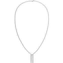 Calvin Klein Geometric Grid Pendant Necklace - Silver