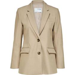 Selected SlfEliana LS Blazer Dress Jacket - Beige