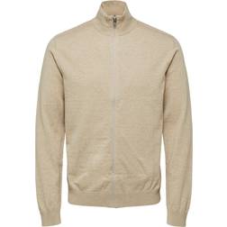 Selected Berg Full Zip Cardigan - Kelp Beige
