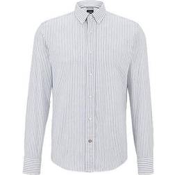 HUGO BOSS Hal Cotton/Linen Striped Shirt Pastel Blue