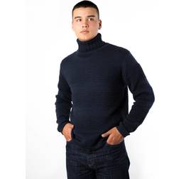 Højhalset sweater, Merinould, Nyhavn, Midnight blue, Fuza