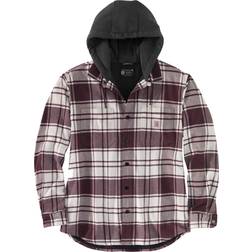 Carhartt Flannel Fleece Lined Hooded Camisa - Gris Claro/Gris