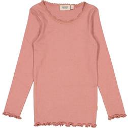 Wheat Old Rose Rib Lace Bluse år