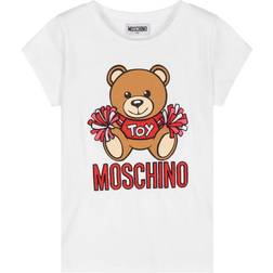 Moschino Girl's Toy Bear Pom-Pom T-Shirt White