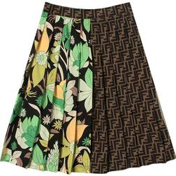 Fendi Girls FF Logo Print Skirt Brown 10Y