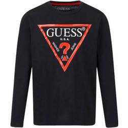 Guess Kid's Millo Triangle Logo T-shirt - Black