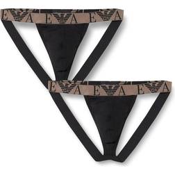 Emporio Armani 2-Pack Eagle Logo Jockstraps, Black/steel