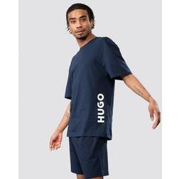 HUGO BOSS Relaxed Fit T-Shirt mit Label-Print - Dunkelblau