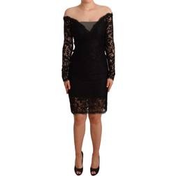 Dolce & Gabbana Black Floral Lace Sheath Sleeveless Mini Women's Dress