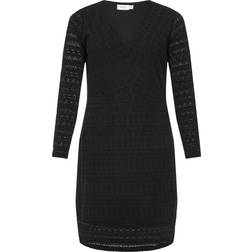 Evoked Vila Vichikka V-neck L/S Dress Curve - Svart