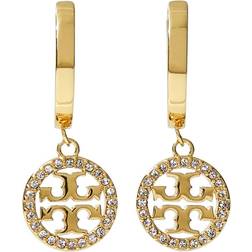 Tory Burch Miller Pavé Hoop Earrings - Gold/Transparent