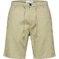 Selected Brody Linen Shorts - Olive Branch