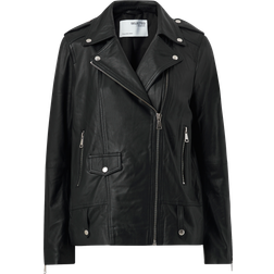 Selected Oversize Läderjacka Svart