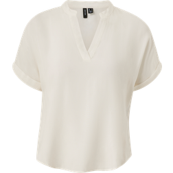 Vero Moda Blouse Poignets Repliés Col Fendu Manches - Blanc