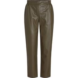 Vila Pantalon Droit Simili Cuir - Marron