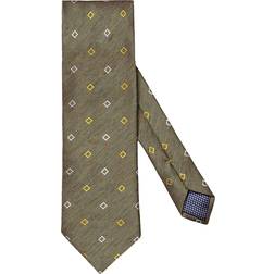 Eton Dark Green Geometric Silk Linen Tie Slips hos Magasin Grøn