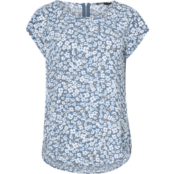 Only Printed Top with Short Sleeves - Blue/Vintage Indigo
