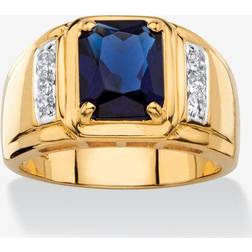 PalmBeach Cut Created Classic Ring - Gold/Blue/Transparent