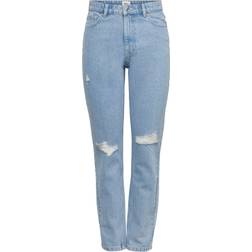 Only Onljagger Life High Mom Jeans - Light Blue Denim