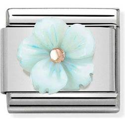 Nomination Classic Rose Gold Turquoise Flower Charm