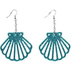 Widmann Muschel Ohrringe Meerjungfrau Accessoires - Blau Glitzer