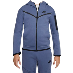 Nike Boy's Sportswear Tech Fleece Full Zip Hoodie - Diffused Blue/Black (CU9223-491)