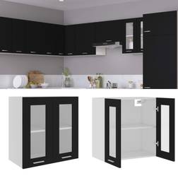 vidaXL Colgante Cristal Aglomerado Negro 60x31x60 cm Armario de Pared