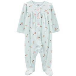 Carter's Girls' 1-Piece 100% Snug Fit Footie Sleeper PJs (Baby Floral/Snap, Newborn)